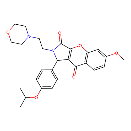 6-methoxy-2-[2-(morpholin-4-yl)ethyl]-1-[4-(propan-2-yloxy)phenyl]-1,2-dihydrochromeno[2,3-c]pyrrole-3,9-dione structure