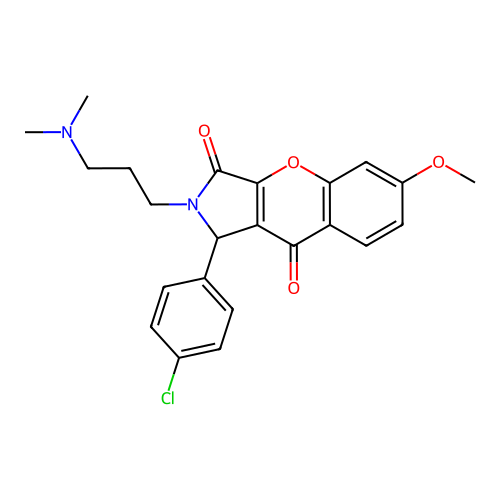 1-(4-chlorophenyl)-2-(3-(dimethylamino)propyl)-6-methoxy-1,2-dihydrochromeno[2,3-c]pyrrole-3,9-dione structure