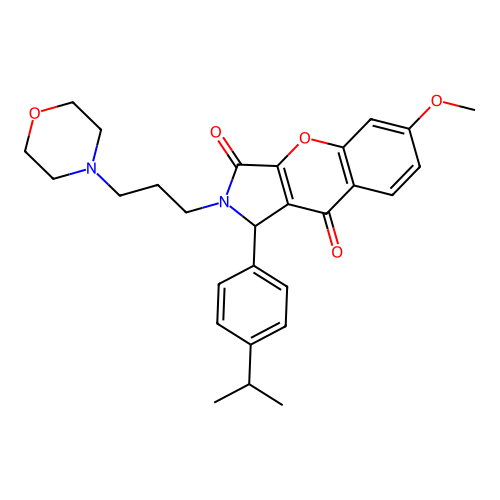 6-methoxy-2-[3-(morpholin-4-yl)propyl]-1-[4-(propan-2-yl)phenyl]-1,2-dihydrochromeno[2,3-c]pyrrole-3,9-dione structure