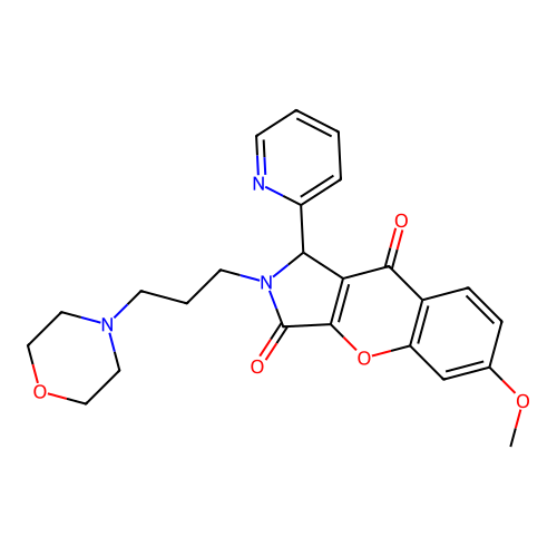 6-methoxy-2-(3-morpholinopropyl)-1-(pyridin-2-yl)-1,2-dihydrochromeno[2,3-c]pyrrole-3,9-dione structure
