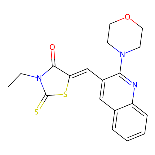 (Z)-3-ethyl-5-((2-morpholinoquinolin-3-yl)methylene)-2-thioxothiazolidin-4-one structure