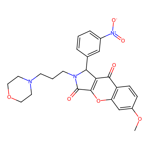6-methoxy-2-(3-morpholin-4-ylpropyl)-1-(3-nitrophenyl)-1H-chromeno[2,3-c]pyrrole-3,9-dione structure