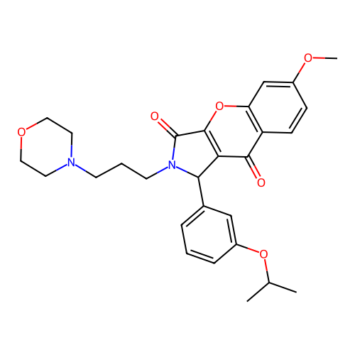 6-methoxy-2-[3-(morpholin-4-yl)propyl]-1-[3-(propan-2-yloxy)phenyl]-1,2-dihydrochromeno[2,3-c]pyrrole-3,9-dione structure