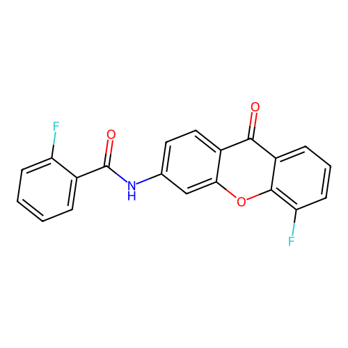 2-fluoro-N-(5-fluoro-9-oxo-9H-xanthen-3-yl)benzamide structure