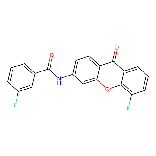 3-fluoro-N-(5-fluoro-9-oxo-9H-xanthen-3-yl)benzamide structure