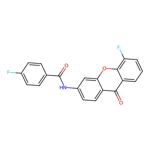 4-fluoro-N-(5-fluoro-9-oxo-9H-xanthen-3-yl)benzamide structure