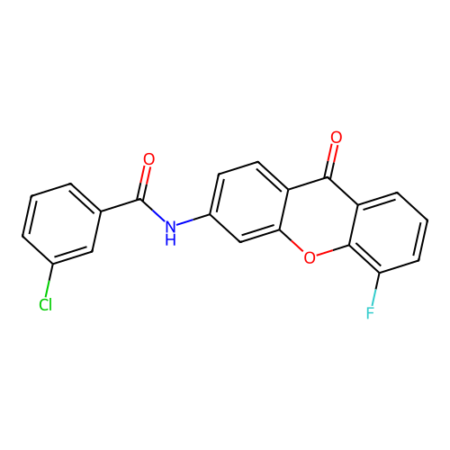 3-chloro-N-(5-fluoro-9-oxo-9H-xanthen-3-yl)benzamide structure