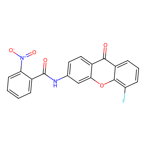 N-(5-fluoro-9-oxo-9H-xanthen-3-yl)-2-nitrobenzamide structure