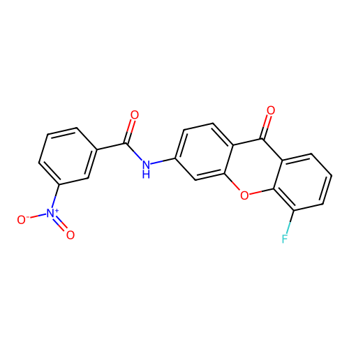 N-(5-fluoro-9-oxo-9H-xanthen-3-yl)-3-nitrobenzamide structure