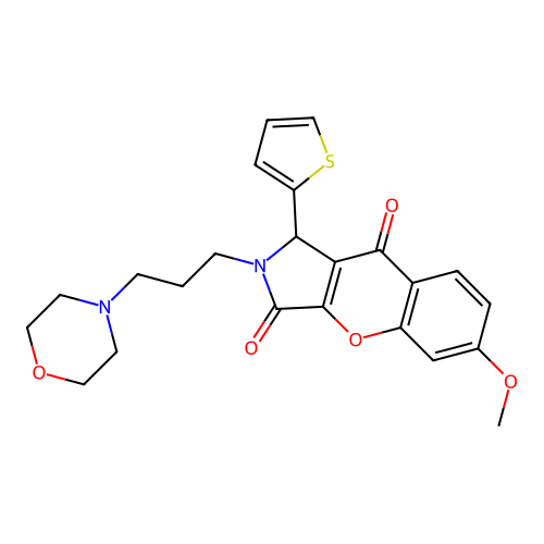 6-methoxy-2-[3-(morpholin-4-yl)propyl]-1-(thiophen-2-yl)-1,2-dihydrochromeno[2,3-c]pyrrole-3,9-dione structure