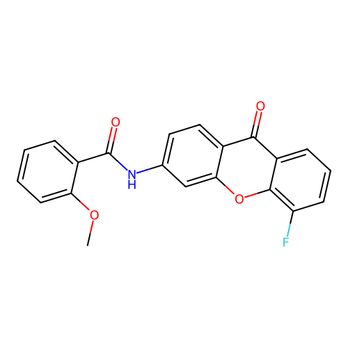 N-(5-fluoro-9-oxo-9H-xanthen-3-yl)-2-methoxybenzamide structure
