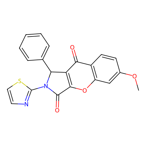 6-Methoxy-1-phenyl-2-(thiazol-2-yl)-1,2-dihydrochromeno[2,3-c]pyrrole-3,9-dione structure