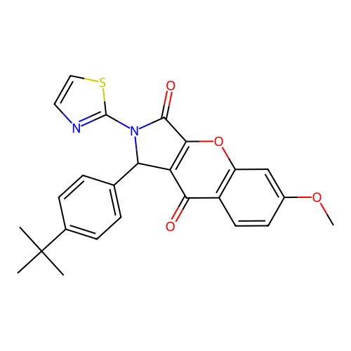 1-(4-(tert-butyl)phenyl)-6-methoxy-2-(thiazol-2-yl)-1,2-dihydrochromeno[2,3-c]pyrrole-3,9-dione structure