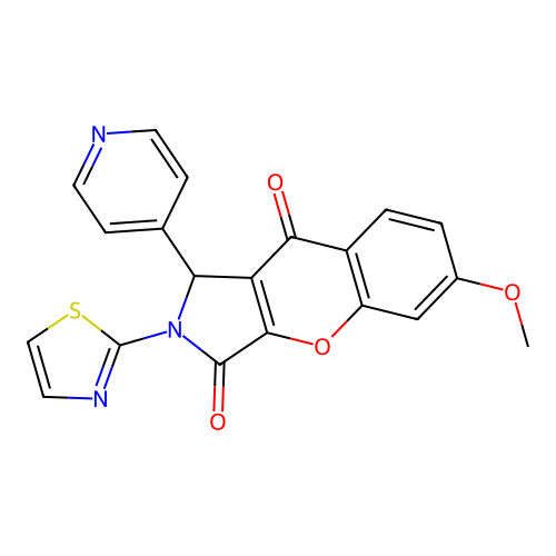6-methoxy-1-(pyridin-4-yl)-2-(1,3-thiazol-2-yl)-1,2-dihydrochromeno[2,3-c]pyrrole-3,9-dione structure
