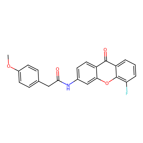 N-(5-fluoro-9-oxo-9H-xanthen-3-yl)-2-(4-methoxyphenyl)acetamide structure