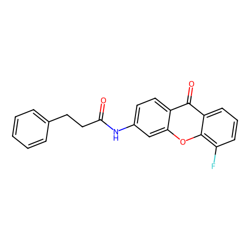 N-(5-fluoro-9-oxo-9H-xanthen-3-yl)-3-phenylpropanamide structure