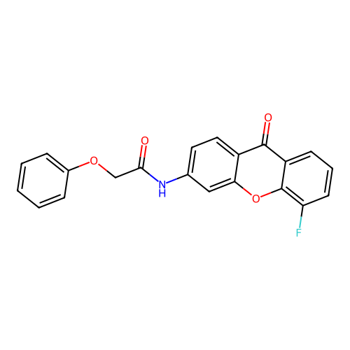 N-(5-fluoro-9-oxo-9H-xanthen-3-yl)-2-phenoxyacetamide structure