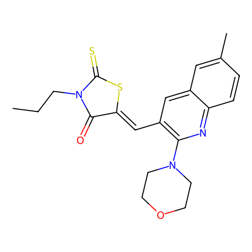 (Z)-5-((6-methyl-2-morpholinoquinolin-3-yl)methylene)-3-propyl-2-thioxothiazolidin-4-one structure