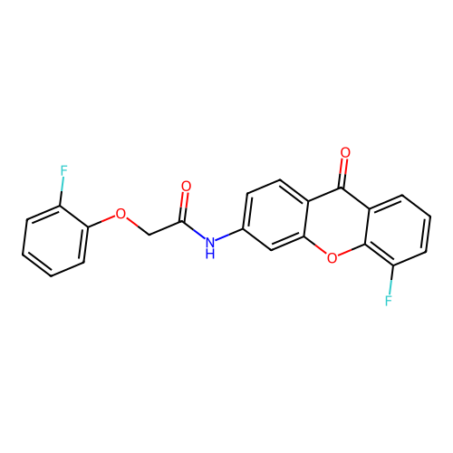 N-(5-fluoro-9-oxo-9H-xanthen-3-yl)-2-(2-fluorophenoxy)acetamide structure