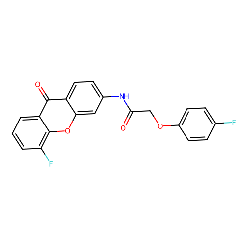 N-(5-fluoro-9-oxo-9H-xanthen-3-yl)-2-(4-fluorophenoxy)acetamide structure