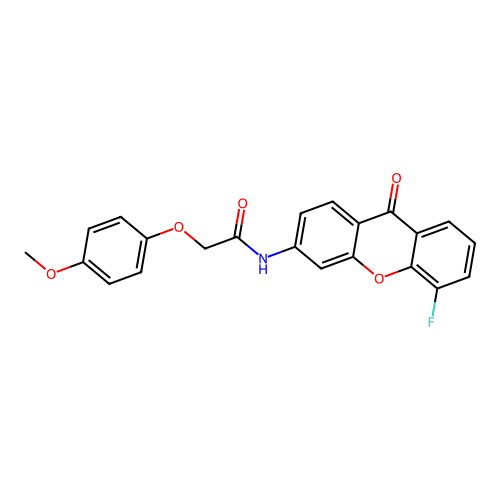 N-(5-fluoro-9-oxoxanthen-3-yl)-2-(4-methoxyphenoxy)acetamide structure
