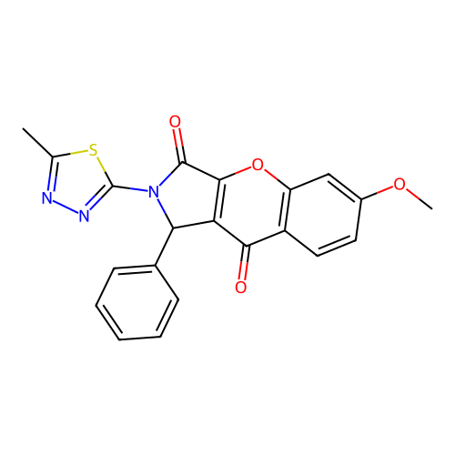 6-methoxy-2-(5-methyl-1,3,4-thiadiazol-2-yl)-1-phenyl-1,2-dihydrochromeno[2,3-c]pyrrole-3,9-dione structure