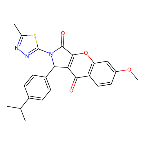 6-methoxy-2-(5-methyl-1,3,4-thiadiazol-2-yl)-1-[4-(propan-2-yl)phenyl]-1,2-dihydrochromeno[2,3-c]pyrrole-3,9-dione structure