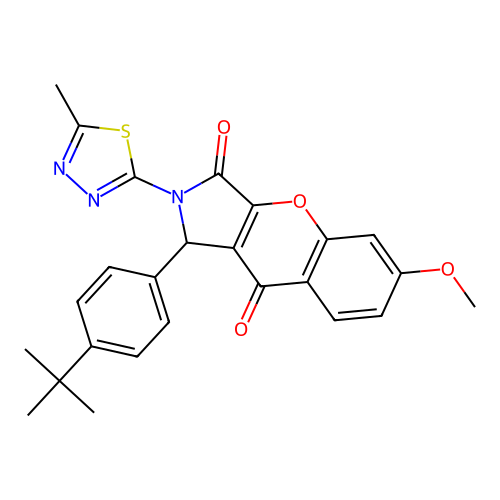 1-(4-tert-butylphenyl)-6-methoxy-2-(5-methyl-1,3,4-thiadiazol-2-yl)-1,2-dihydrochromeno[2,3-c]pyrrole-3,9-dione structure