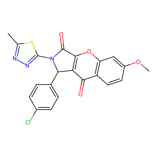 1-(4-chlorophenyl)-6-methoxy-2-(5-methyl-1,3,4-thiadiazol-2-yl)-1,2-dihydrochromeno[2,3-c]pyrrole-3,9-dione structure