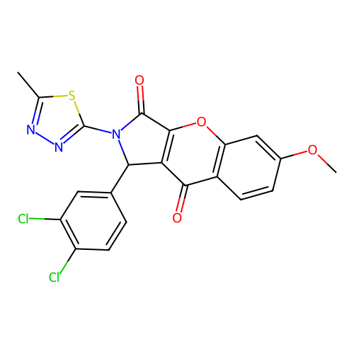 1-(3,4-dichlorophenyl)-6-methoxy-2-(5-methyl-1,3,4-thiadiazol-2-yl)-1,2-dihydrochromeno[2,3-c]pyrrole-3,9-dione structure