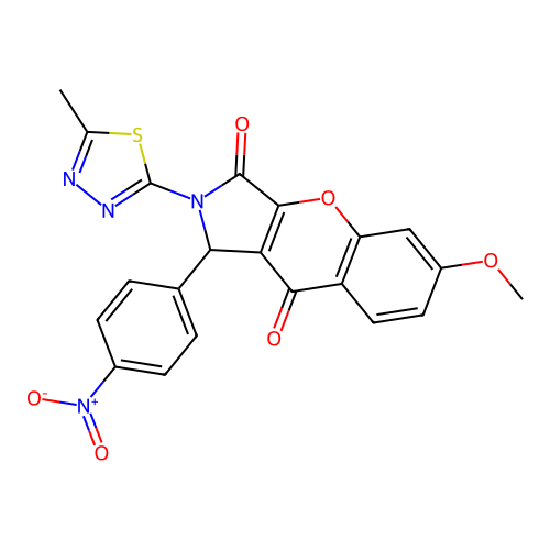 6-methoxy-2-(5-methyl-1,3,4-thiadiazol-2-yl)-1-(4-nitrophenyl)-1,2-dihydrochromeno[2,3-c]pyrrole-3,9-dione structure
