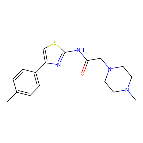 N-[4-(4-methylphenyl)-1,3-thiazol-2-yl]-2-(4-methylpiperazin-1-yl)acetamide structure