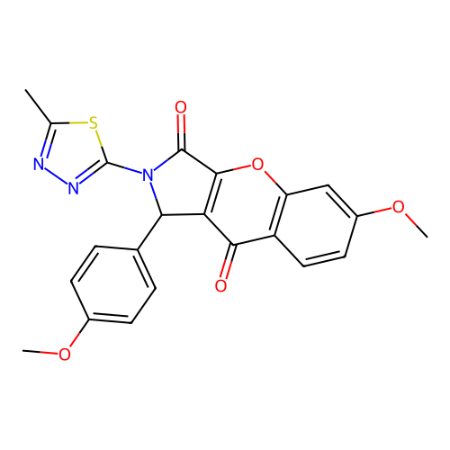 6-methoxy-1-(4-methoxyphenyl)-2-(5-methyl-1,3,4-thiadiazol-2-yl)-1,2-dihydrochromeno[2,3-c]pyrrole-3,9-dione structure