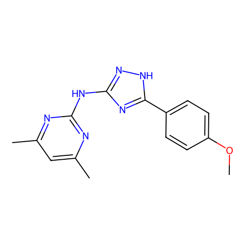 N-[5-(4-methoxyphenyl)-1H-1,2,4-triazol-3-yl]-4,6-dimethylpyrimidin-2-amine structure