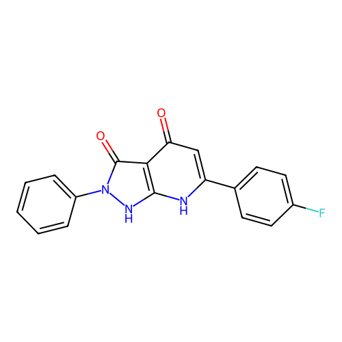 6-(4-fluorophenyl)-4-hydroxy-2-phenyl-1,2-dihydro-3H-pyrazolo[3,4-b]pyridin-3-one structure