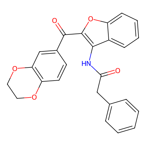 N-[2-(2,3-dihydro-1,4-benzodioxine-6-carbonyl)-1-benzofuran-3-yl]-2-phenylacetamide structure