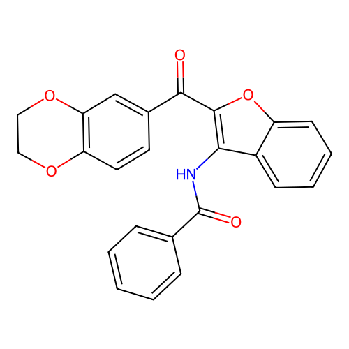 N-[2-(2,3-dihydro-1,4-benzodioxine-6-carbonyl)-1-benzofuran-3-yl]benzamide structure