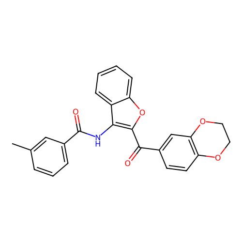 N-[2-(2,3-dihydro-1,4-benzodioxine-6-carbonyl)-1-benzofuran-3-yl]-3-methylbenzamide structure
