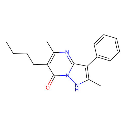 6-butyl-2,5-dimethyl-3-phenylpyrazolo[1,5-a]pyrimidin-7(4H)-one structure