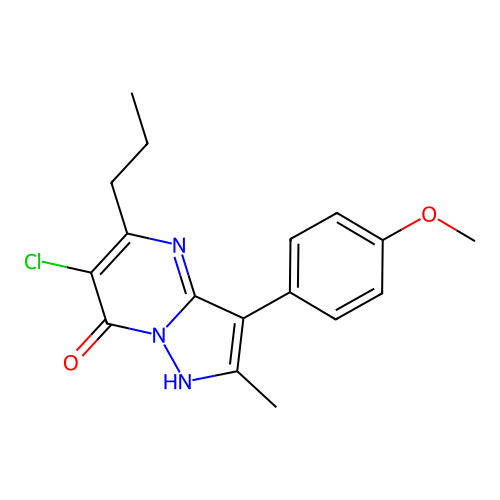 6-chloro-3-(4-methoxyphenyl)-2-methyl-5-propylpyrazolo[1,5-a]pyrimidin-7(4H)-one structure