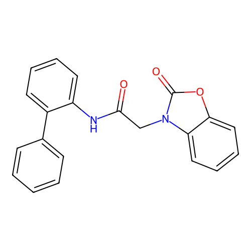 2-(2-oxo-1,3-benzoxazol-3-yl)-N-(2-phenylphenyl)acetamide structure