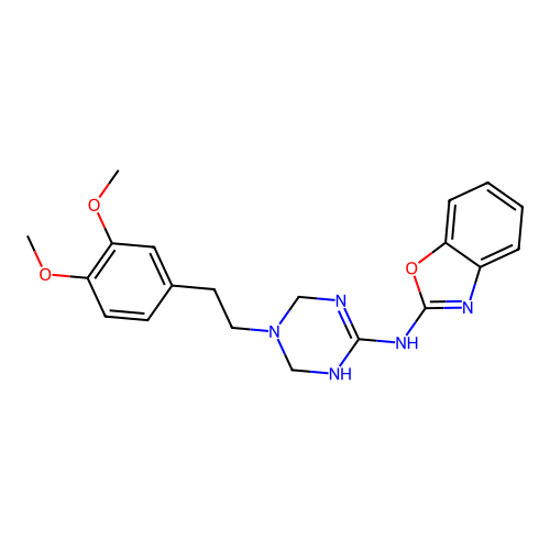 N-(5-(3,4-dimethoxyphenethyl)-1,4,5,6-tetrahydro-1,3,5-triazin-2-yl)benzo[d]oxazol-2-amine structure