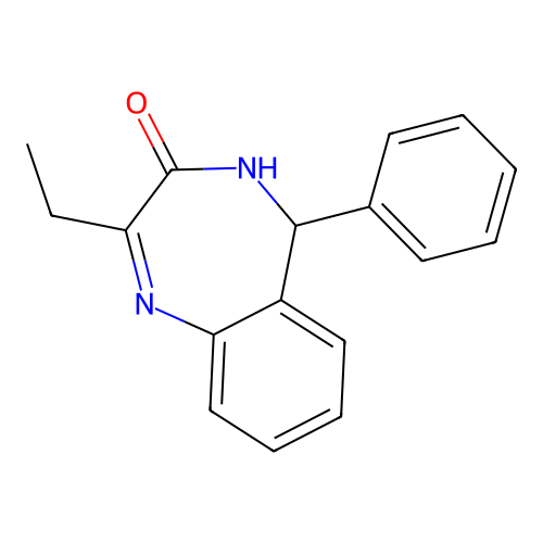 2-Ethyl-5-phenyl-4,5-dihydro-3H-1,4-benzodiazepin-3-one structure