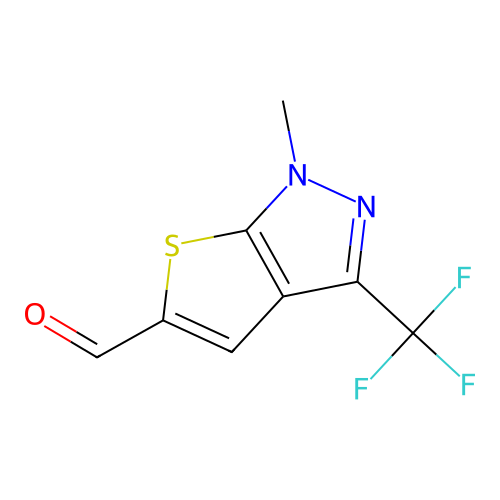 1-Methyl-3-(trifluoromethyl)-1h-thieno[2,3-c]pyrazole-5-carbaldehyde structure