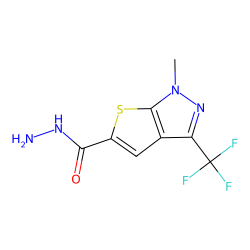 1-Methyl-3-(trifluoromethyl)-1H-thieno[2,3-c]pyrazole-5-carbohydrazide structure