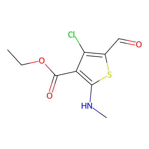 Ethyl 4-chloro-5-formyl-2-(methylamino)-3-thiophenecarboxylate structure