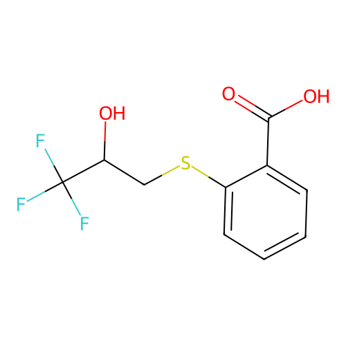 2-[(3,3,3-Trifluoro-2-hydroxypropyl)sulfanyl]-benzenecarboxylic acid structure