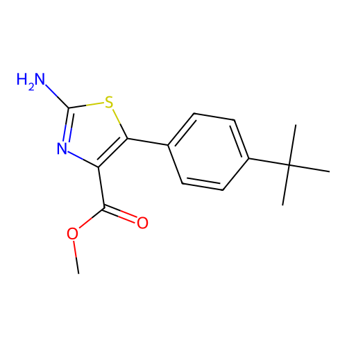 Methyl 2-amino-5-[4-(tert-butyl)phenyl]-1,3-thiazole-4-carboxylate structure