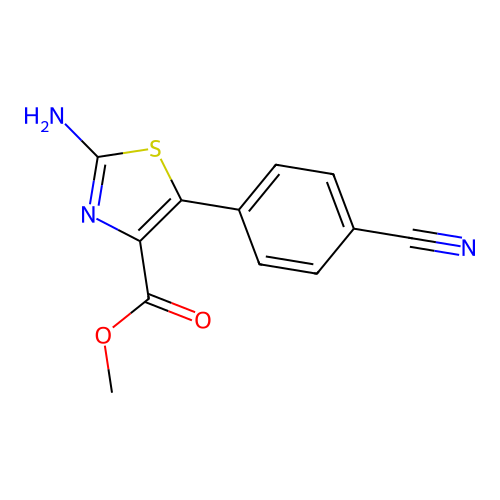 Methyl 2-amino-5-(4-cyanophenyl)-1,3-thiazole-4-carboxylate structure
