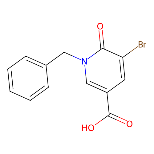 1-Benzyl-5-bromo-6-oxo-1,6-dihydro-3-pyridinecarboxylic acid structure